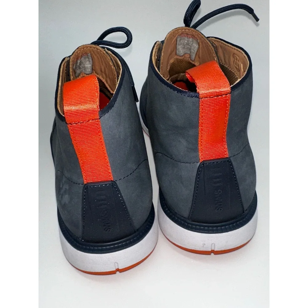 SWIMS Chukka Boots Ankle Casual‎ Comfort Navy Blue Orange Accent Mens Size 7